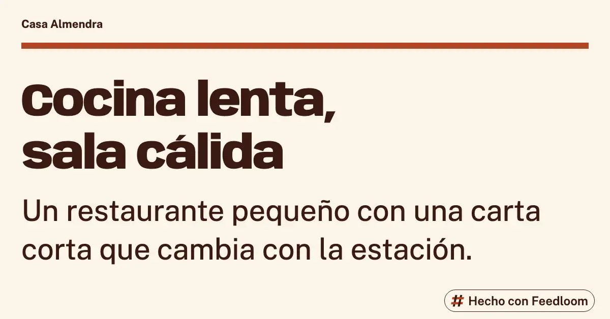 Casa Almendra (marca de ejemplo): publicación de titular, LinkedIn horizontal, lista para publicar