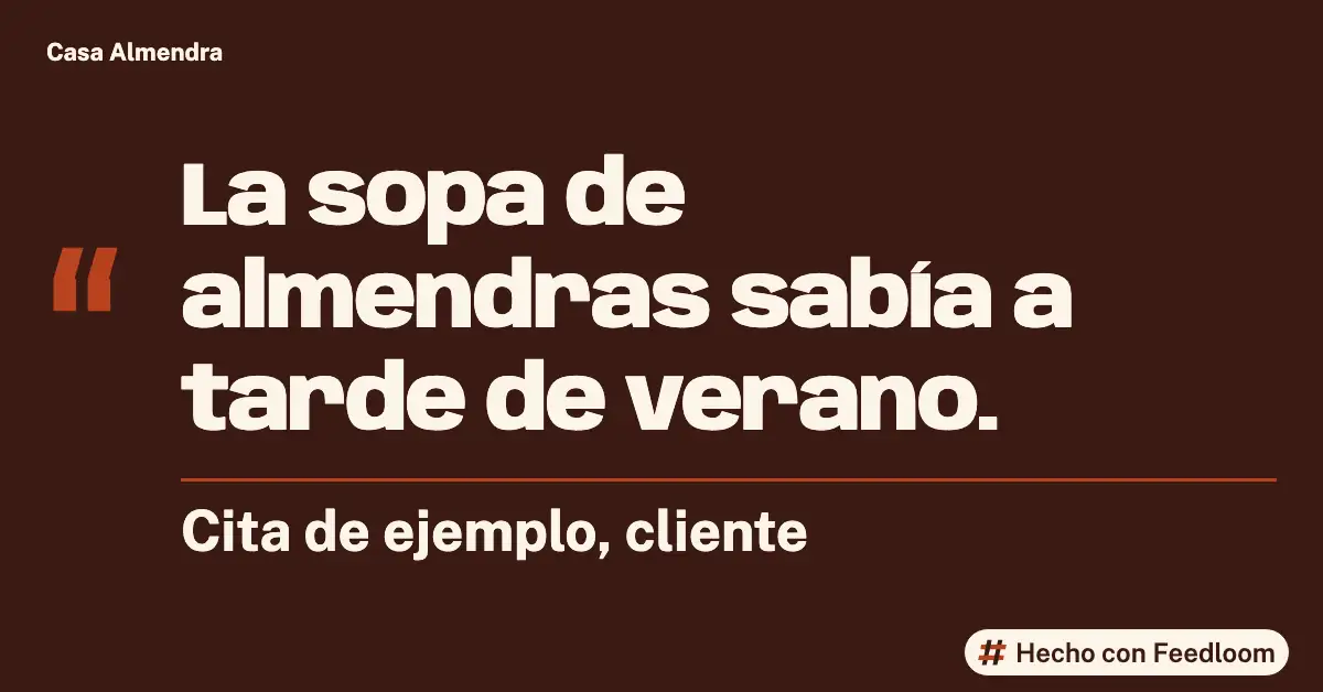 Casa Almendra (marca de ejemplo): publicación de cita, LinkedIn horizontal, lista para publicar