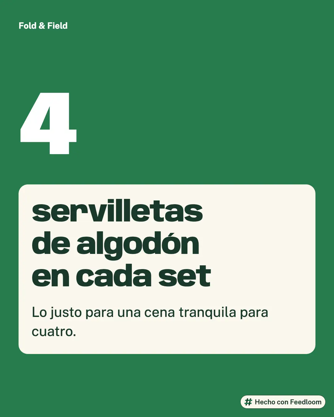 Fold & Field (marca de ejemplo): publicación de cifra, Instagram 4:5, lista para publicar