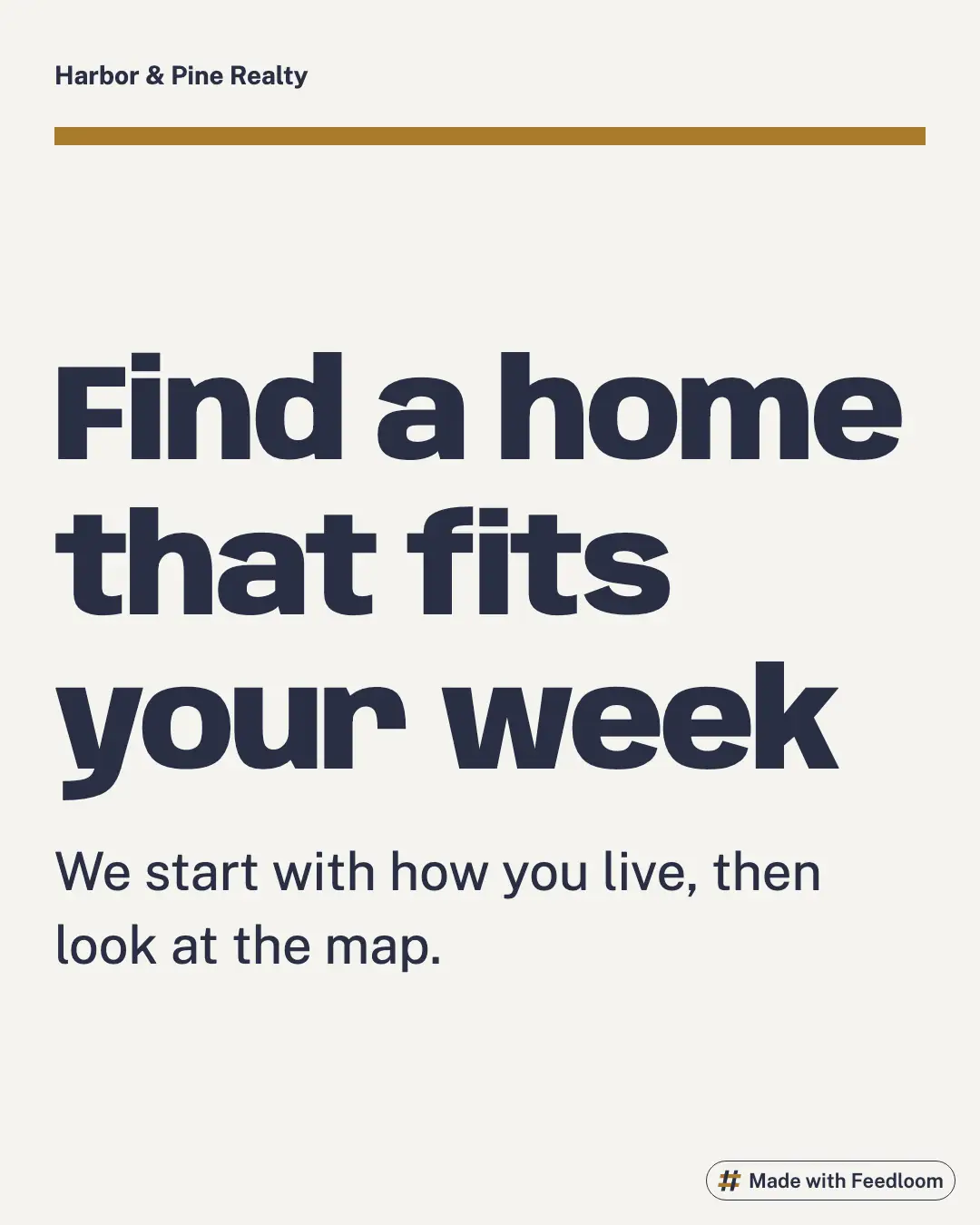 Harbor & Pine Realty (sample brand): headline post, Instagram 4:5, ready to publish