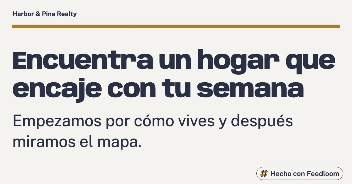 Harbor & Pine Realty (marca de ejemplo): publicación de titular, LinkedIn horizontal, lista para publicar