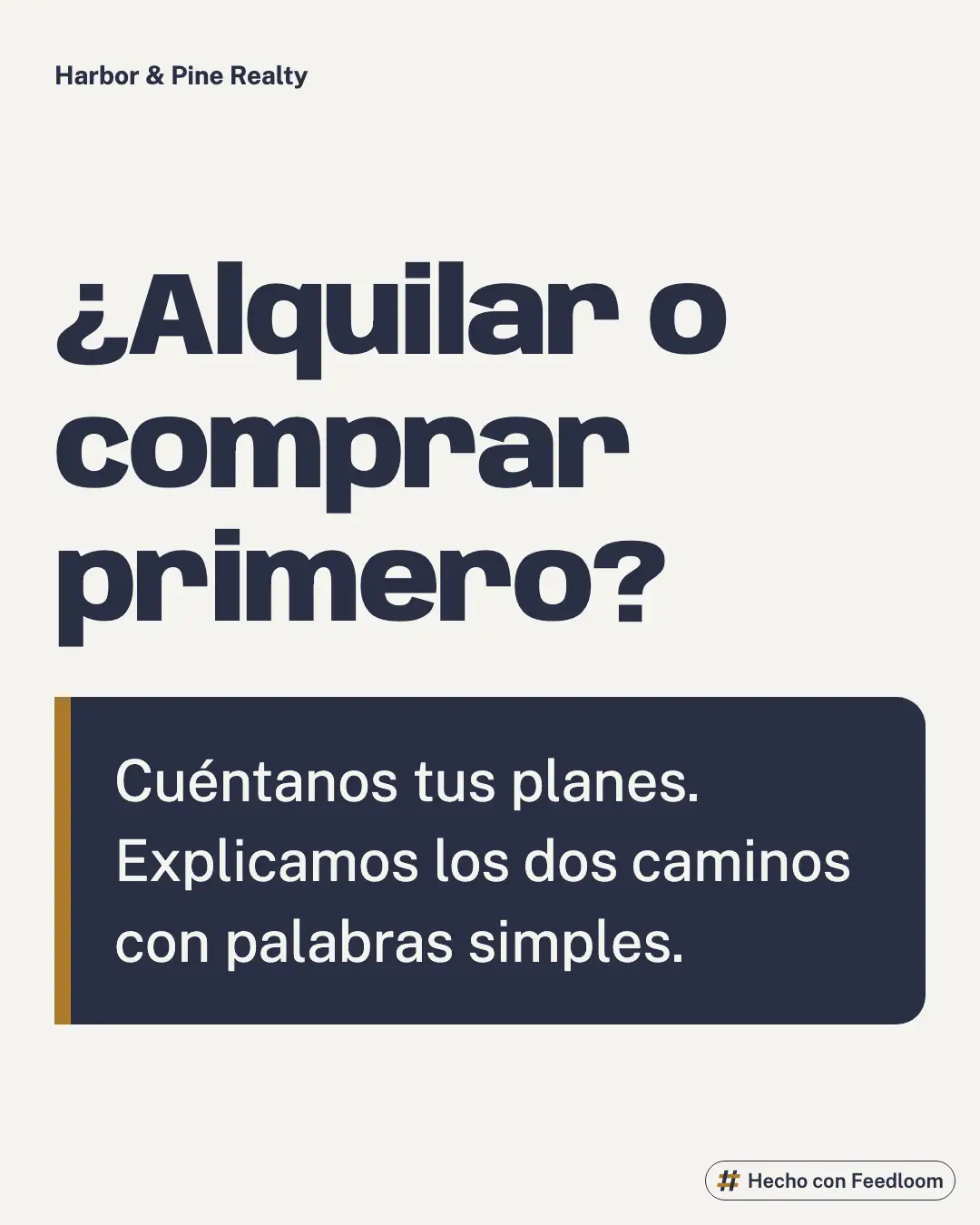 Harbor & Pine Realty (marca de ejemplo): publicación de pregunta, Instagram 4:5, lista para publicar