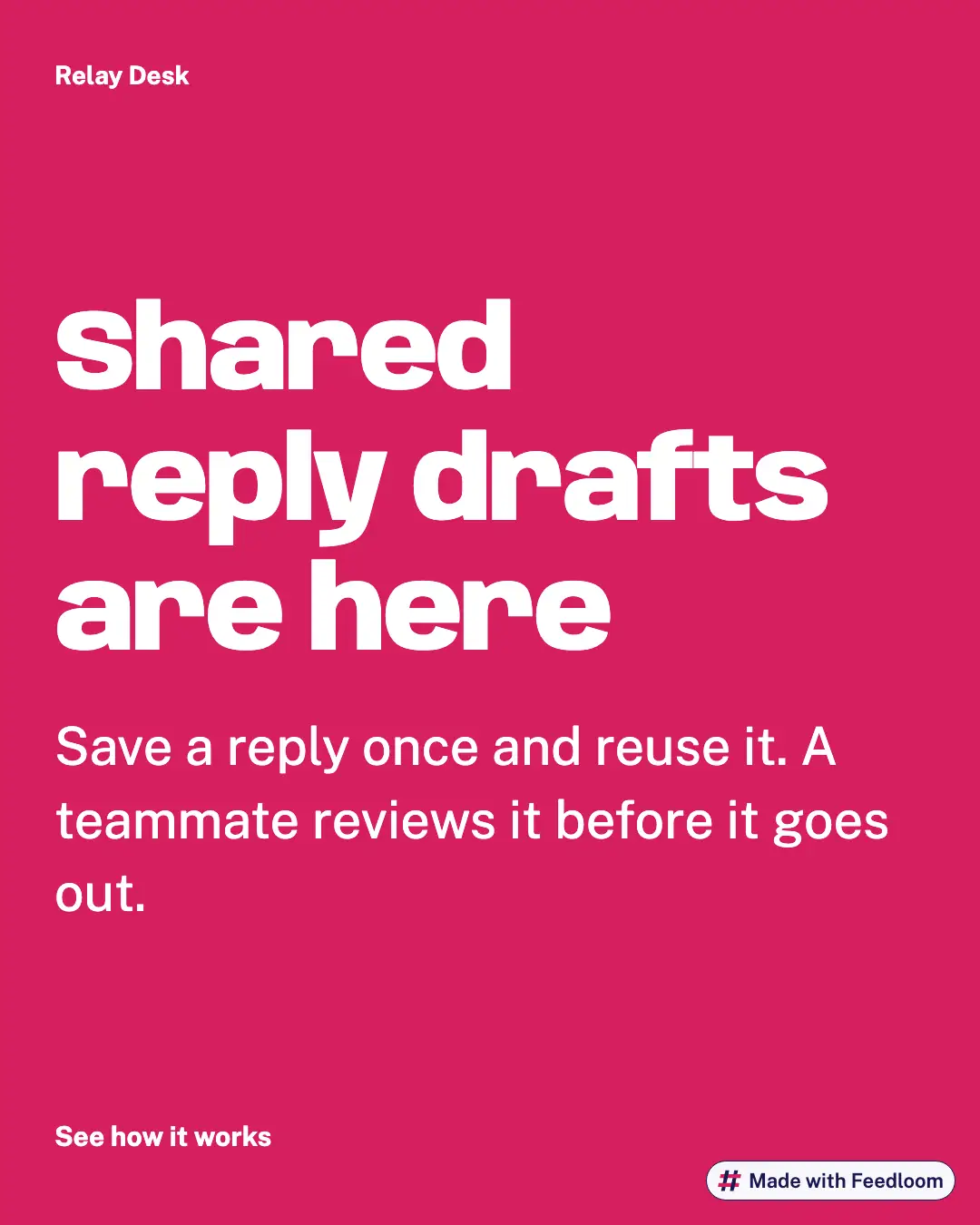 Relay Desk (sample brand): launch announcement post, Instagram 4:5, ready to publish