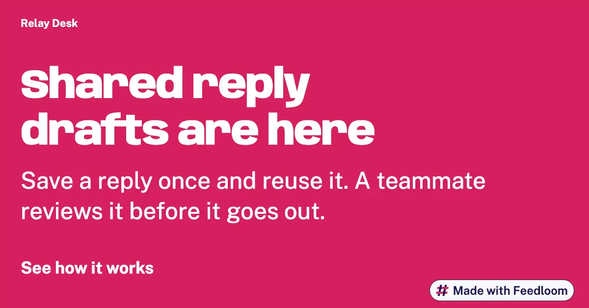 Relay Desk (sample brand): launch announcement post, LinkedIn landscape, ready to publish