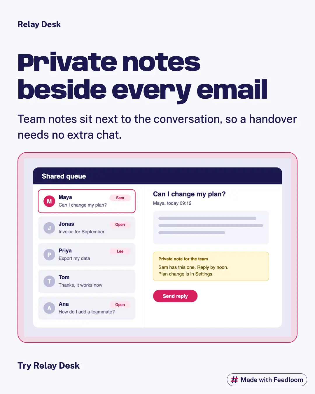 Relay Desk (sample brand): product post, Instagram 4:5, ready to publish