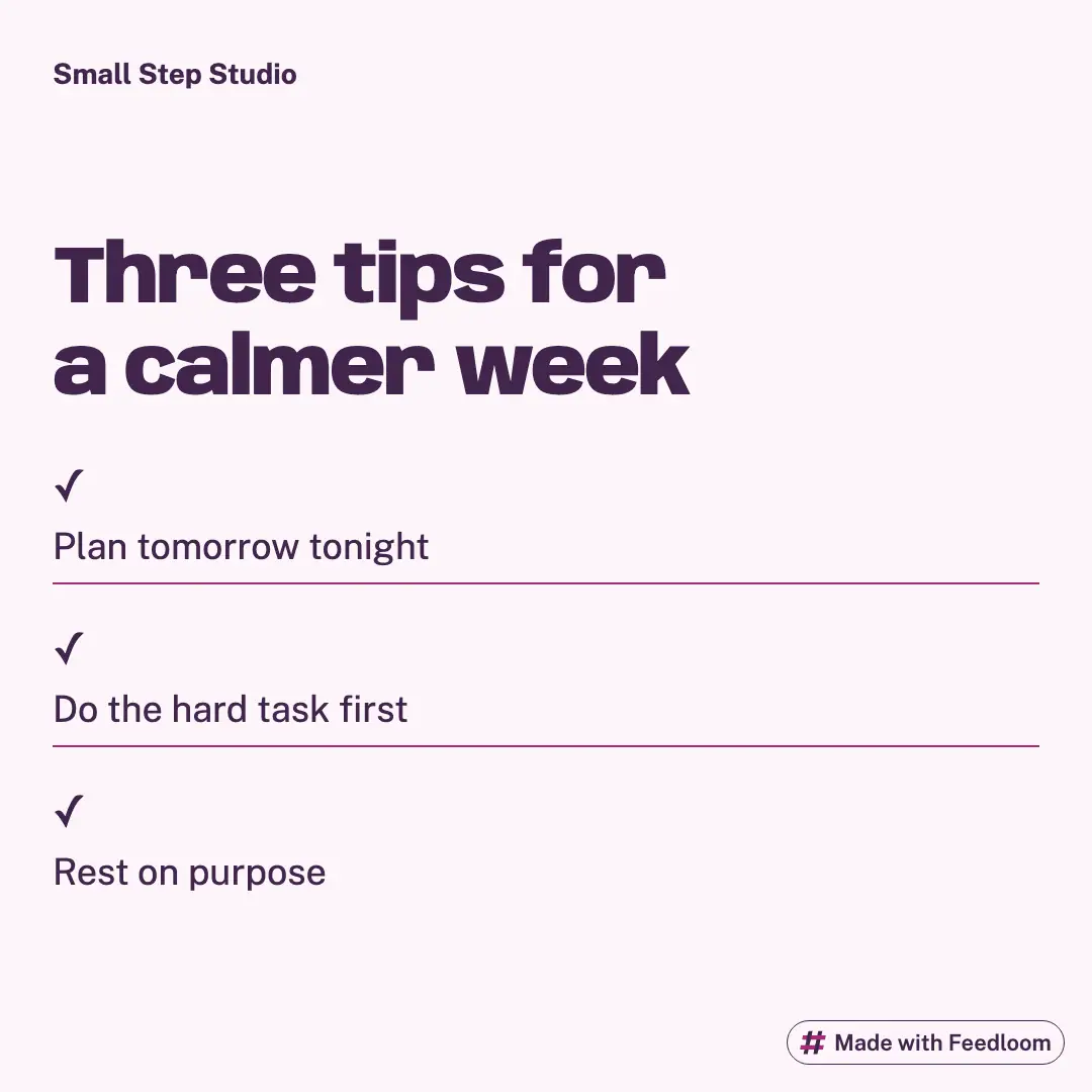 Small Step Studio (sample brand): list post, square 1:1, ready to publish