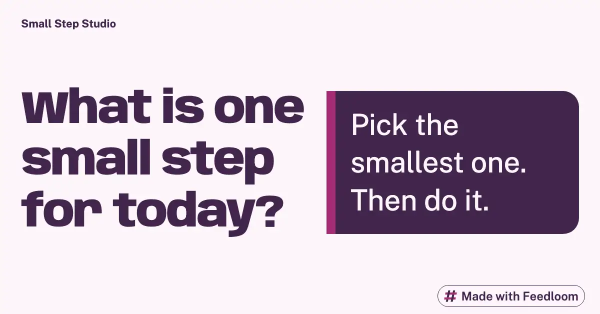 Small Step Studio (sample brand): question post, LinkedIn landscape, ready to publish
