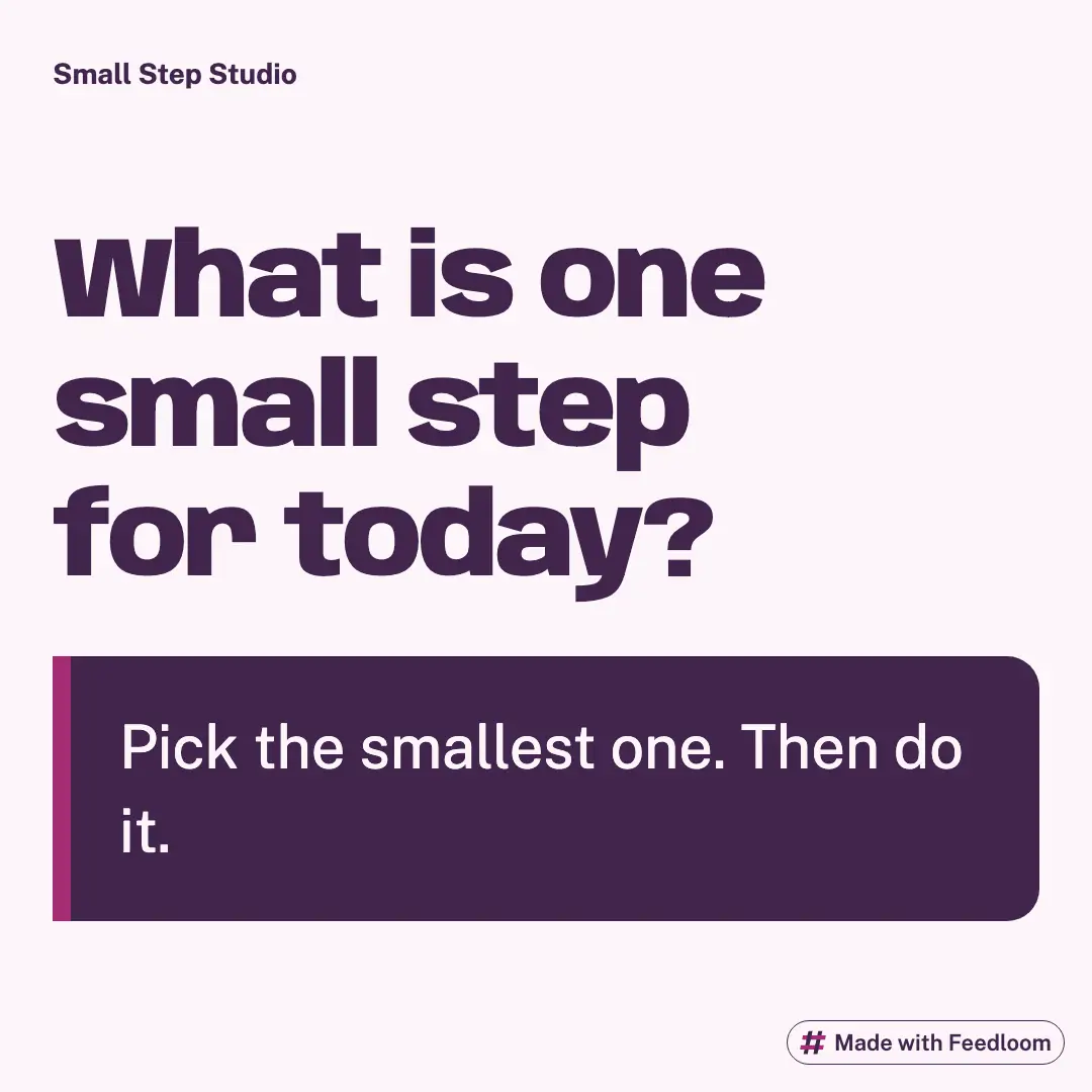 Small Step Studio (sample brand): question post, square 1:1, ready to publish