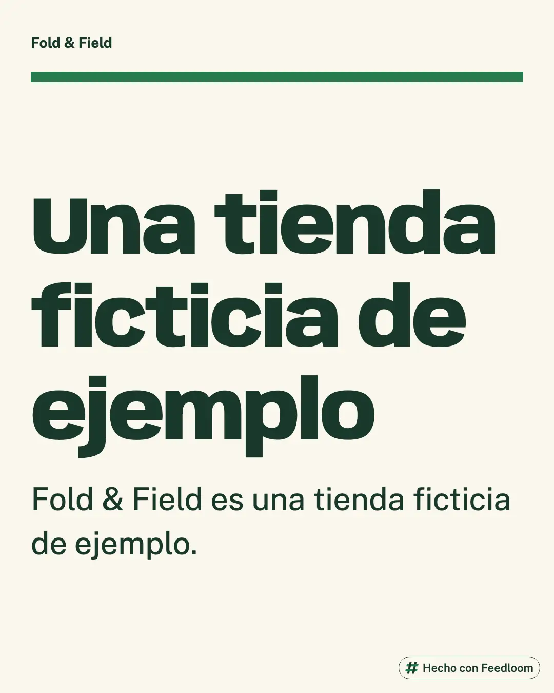 Texto que explica que Fold & Field es una tienda ficticia de ejemplo.