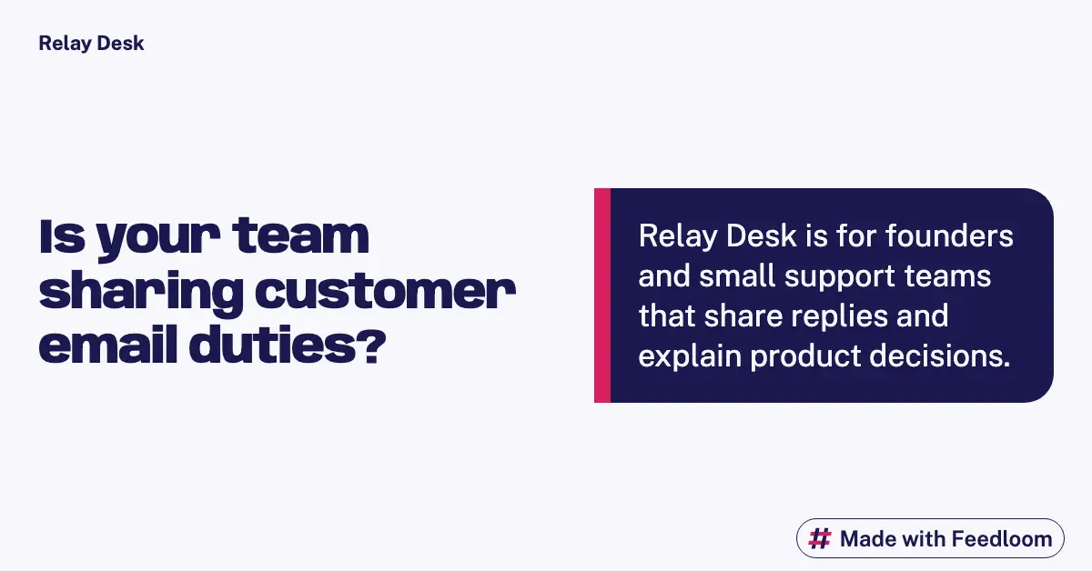 Text question about shared customer email duties, with founders and small support teams named below.