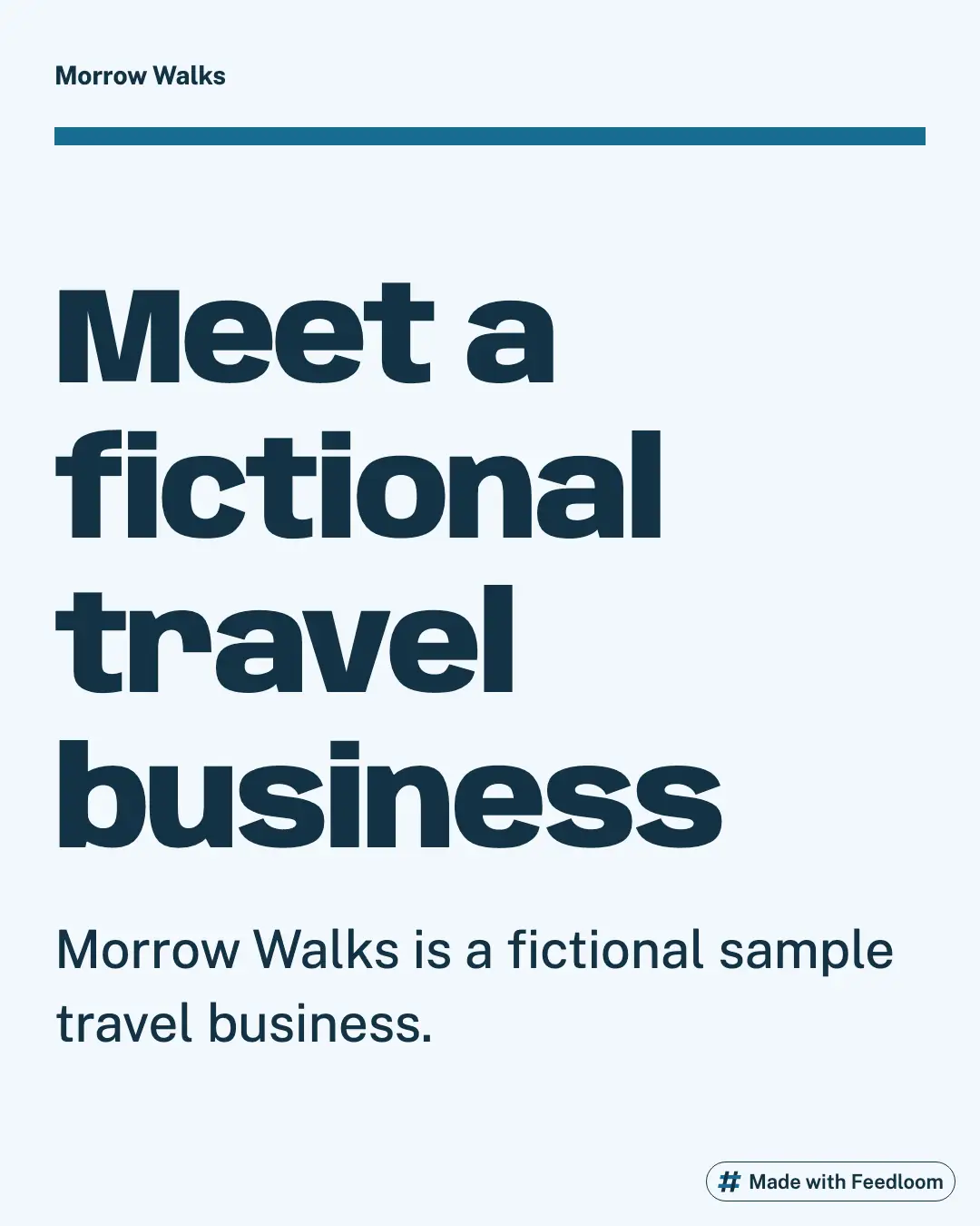 Text identifying Morrow Walks as a fictional sample travel business.